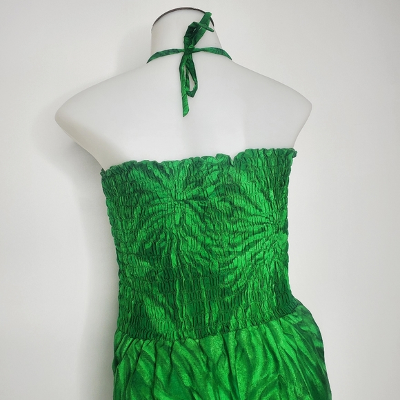 Green Sunburst/ Leaf Halter Strapless Beach Tube Dress - Picture 7 of 7